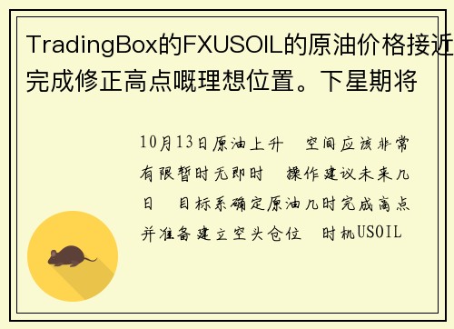 TradingBox的FXUSOIL的原油价格接近完成修正高点嘅理想位置。下星期将会发布OPEC